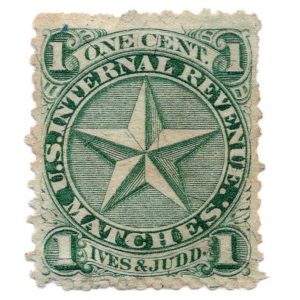 RO119b  Ives & Judd Match Stamp, Rag Hollow CT