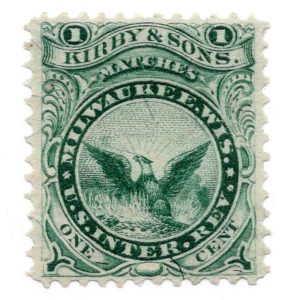 RO121b Kirby & Sons Match Stamp, Milwaukee WI VF+