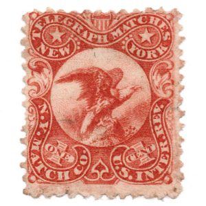 RO137e  New York Telegraph Matches Experimental Silk Revenue Stamp