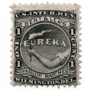 RO29e Bent & Lea's Eureka Match Stamp, Experimental Silk paper