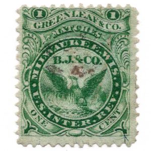RO30b B.J. & Co. Match Stamp (Greenleaf)