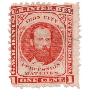 RO70d G.W.H. Davis Iron City Matches Revenue Stamp