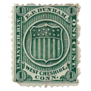 RO72d E.P. Dunham Match Stamp, West Cheshire, CT