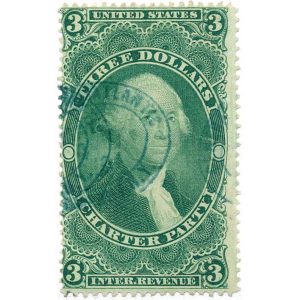 R85d First Issue Revenue Stamp, silk paper, General Transatlantic Steamship cancel