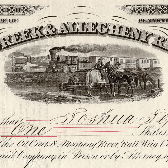 Oil Creek & Allegheny River Railway Railroad Stock Certificate Pennsylvania 