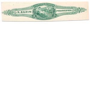 RT1 Variety - X. Bazin 3c Perfume Stamp Plate Essay on card
