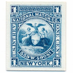 RO134P3 National Match Co., New York, Plate Proof