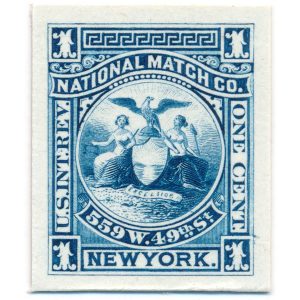 RO134P3 National Match Co., New York, Plate Proof