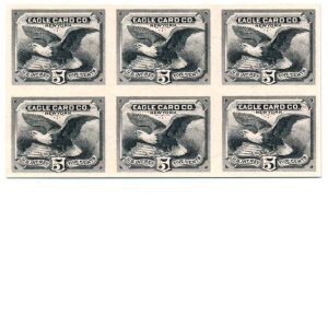 RU7P3 Eagle Card Co. Revenue Stamp Proof Block of 6