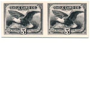 RU7P3 Eagle Card Co. Revenue Stamp Proof Horizontal Pair