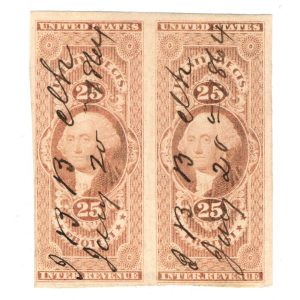 R49a First Issue Protest Revenue Stamp Horizontal Pair