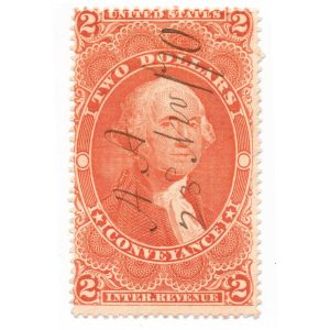 R81d $2.00 Conveyance Revenue Stamp, Silk Paper
