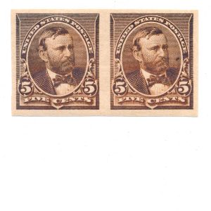 223P5 Small Banknote 5c Ulysses S. Grant, Plate Proof Pair on gummed stamp paper MNH