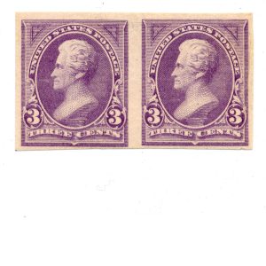 268P5 First Bureau Issue 3c Andrew Jackson, Plate Proof Pair on gummed stamp paper