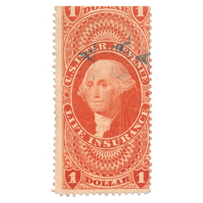 R71c $1.00 Life Insurance Revenue Stamp, Pacific Mail Steamship Co, ALASKA