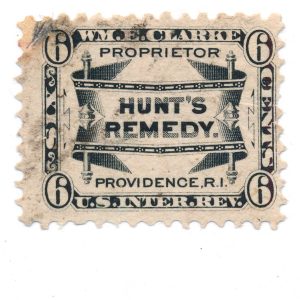 R57d William E. Clarke Hunt's Remedy Medicine Stamp