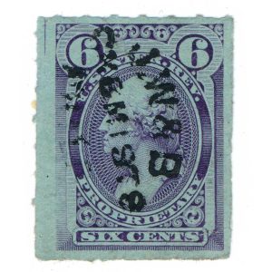 RB17c Proprietary Revenue Stamp, JW & B Chemists (John Wyeth & Bro) cancel