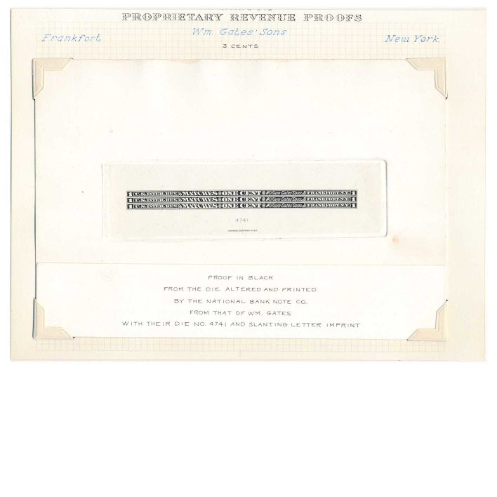 RO94P1 William Gates Match Stamp, Large Die Proof, ex Joyce - Image 2