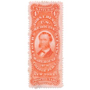 RS116c John F. Henry Medicine Stamp, pink paper