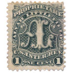 RS164e Alvah Littlefield Medicine Stamp, Experimental Silk