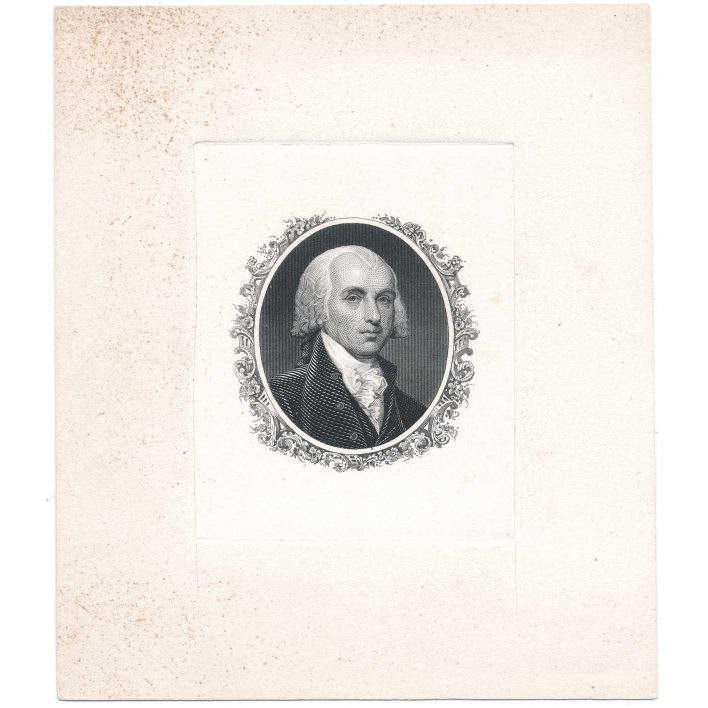 James Madison Portrait Die Proof on india by Alfred Sealey - Image 2