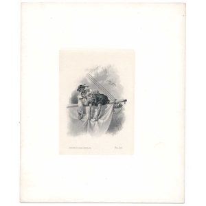 "Sailors Taking in Sails" Die Proof, American Bank Note Co. 1858 by James Smillie after F.O.C. Darley