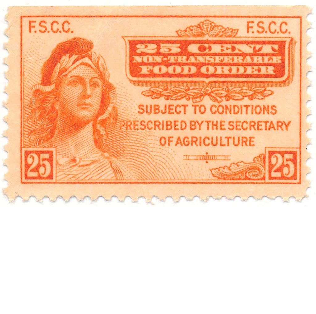 2G3 1939 25c Food Order Stamp, Second Printing 1939 Match and