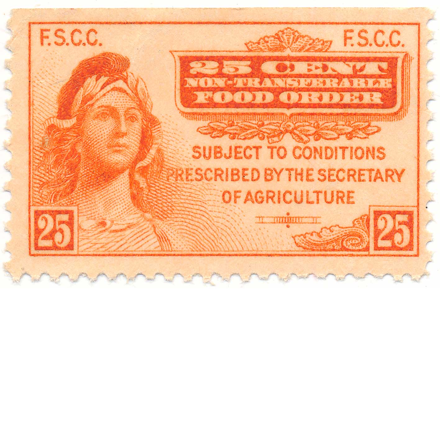 2G3 1939 25c Food Order Stamp, Second Printing 1939