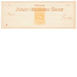 RN-B1 Revenue on unused check, First National Bank, Chicago 186x
