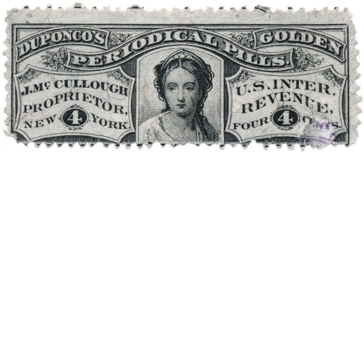 RS169b J. McCullough Duponco's Periodical Pills medicine stamp
