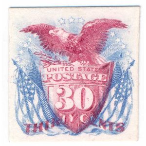 121P4 1869 Pictorial Issue 30c Eagle with Shield Plate Proof on Card