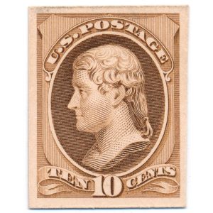 209P4 10c Thomas Jefferson 1881 issue plate proof on card
