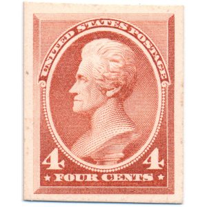 215P4 4c Andrew Jackson 1887 issue plate proof on card