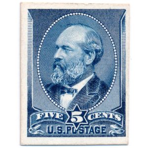 216P4 5c James Garfield 1887 issue plate proof on card