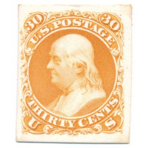 71P4 30c Franklin 1861 issue plate proof on card