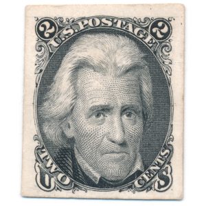 73P4a 2c "Blackjack" 1861 issue plate proof on card