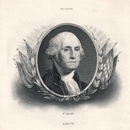 George Washington portrait engraving on india die sunk on card, American Bank Note Co.