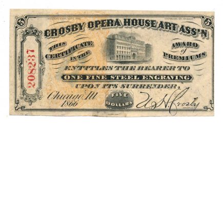 RN-P5 Revenue Imprint on 1866 Crosby Opera House Lottery Ticket