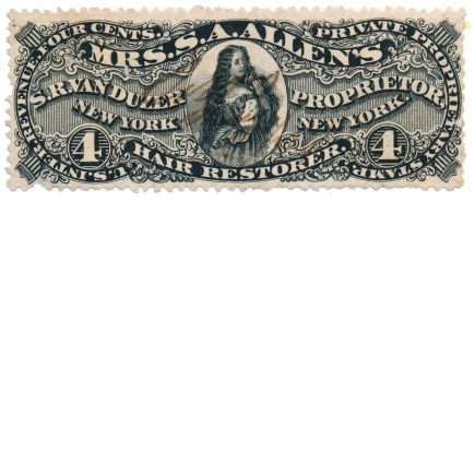 RS249d, Mrs. Allen's Hair Restorer, S.R. Van Duzer Medicine Stamp