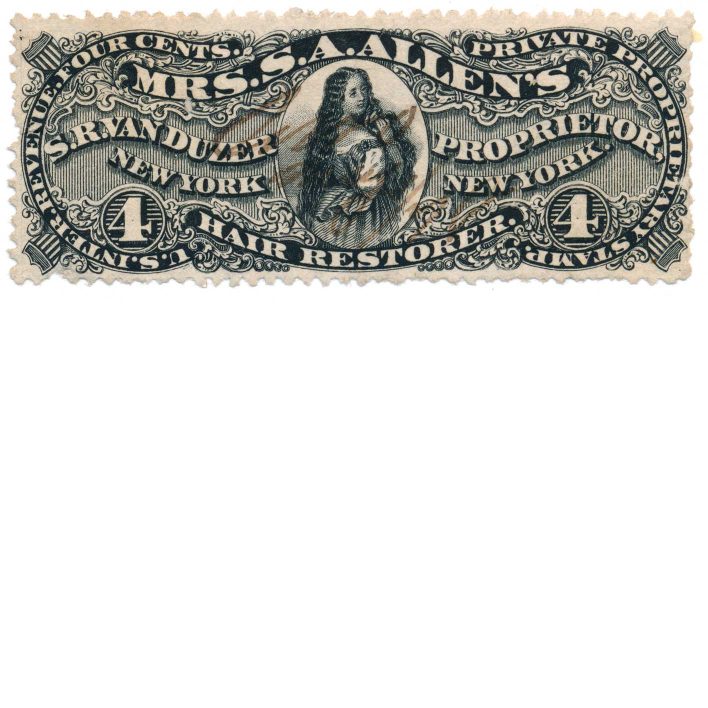 RS249d, Mrs. Allen's Hair Restorer, S.R. Van Duzer Medicine Stamp