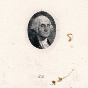 George Washington vignette essay/proof on india die sunk on card, 1860s