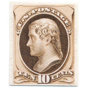 161P3 10c Thomas Jefferson 1873 issue plate proof on india