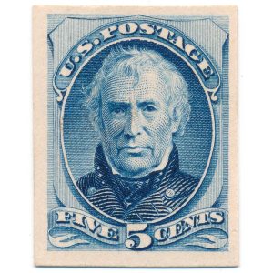 185P4 5c Zachary Taylor 1879 issue plate proof on card