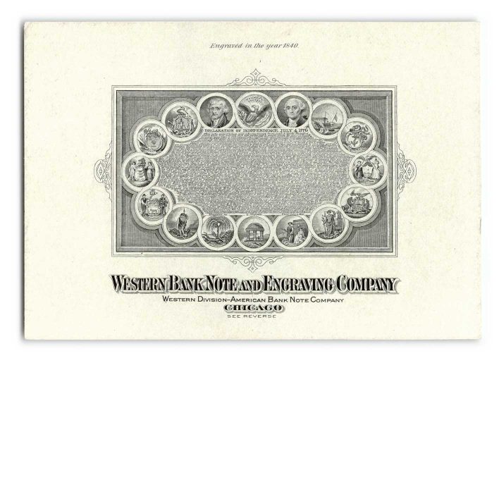 Western Bank Note Co. Miniature Declaration of Independence ad card