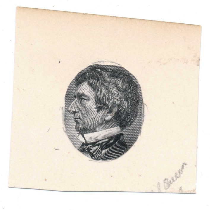 1909 Alaska-Yukon, Model Essay 370-E2 VAR, William Seward portrait cut to shape mounted on card - Image 2