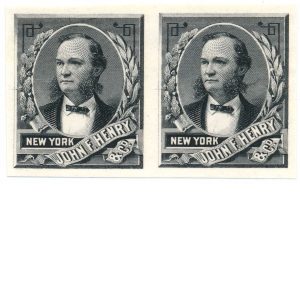John F. Henry, Facsimile Stamp plate proof pair, 114MP3