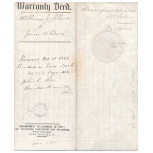 R97f Milky Blue First Issue $15 Revenue Stamp x2, R100c $25 on 1866 Cincinnati Deed, unique - Image 4