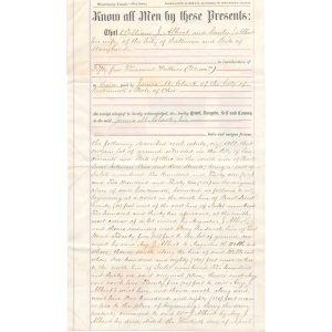 R97f Milky Blue First Issue $15 Revenue Stamp x2, R100c $25 on 1866 Cincinnati Deed, unique - Image 5
