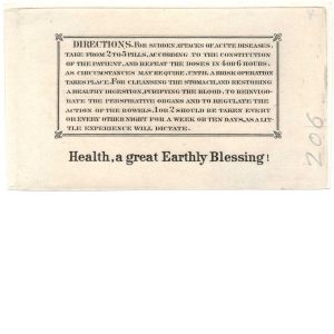 RS227TC1 E.L. Soule & Co. Medicine Revenue Stamp Essay proof, DIRECTIONS, ex-Joyce