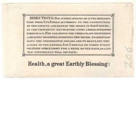 RS227TC1 E.L. Soule & Co. Medicine Revenue Stamp Essay proof, DIRECTIONS, ex-Joyce